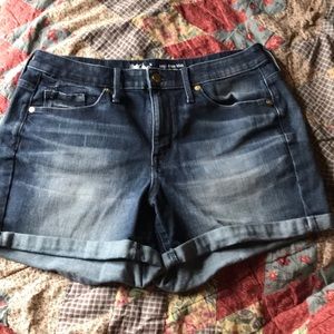 High rise midi denim shorts